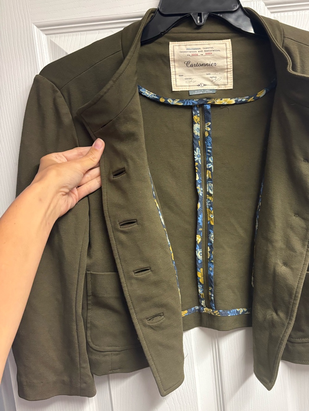 Cartonnier Anthropologie Knit Cropped Military Style Jacket Blazer Size Large - Picture 2 of 4